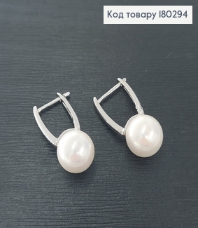 Сережки з перлинкою  родіроване медзолото Xuping 180294 фото