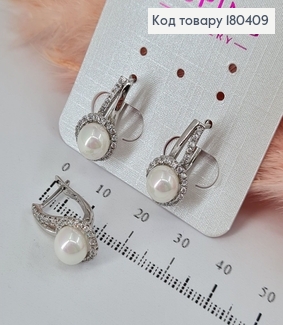 Серьги  с жемчужиной и камешками родованное  Xuping 180409 фото
