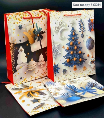 Пакет паперовий з Новорічним принтом, 32*26*10см, в асортименті 543254 фото 1