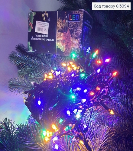 Гирлянда лампочка конус черная проволока 20м 300 LED цветная 613094 фото 1