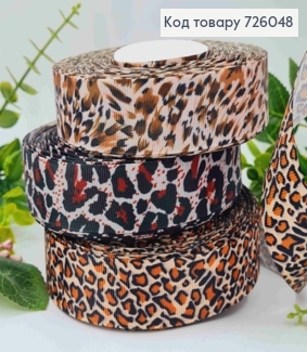 Лента репсовая, с "Леопардовым" принтом (в ассорт), ширина 2,5см, длина 25 ярдов(23м) 726048 фото