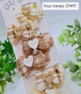 Набір заколок стріла (20шт) "БАНТИК" з камінчиком, Пастельні кольори, заколка 3,5см, бантик 3,5см 271497 фото