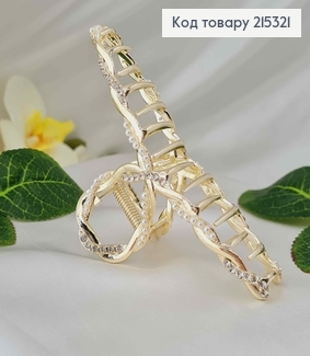 Краб металл, золотого цвета, закрученная петелька, с камешками и жемчужинами, 11см, 215321 фото