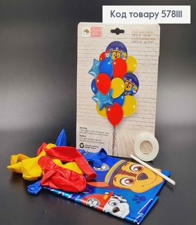 Набор фольгированных шаров "Щенячий патруль", 4шт(фольгированные18'')+12шт(латексные12'') 578111 фото