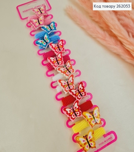 Резинка детская цветная с бабочкой 12 шт / уп. 262053 фото 1