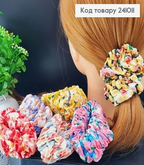 Резинка объемная ткань яркие цветы в асс. 241011 фото