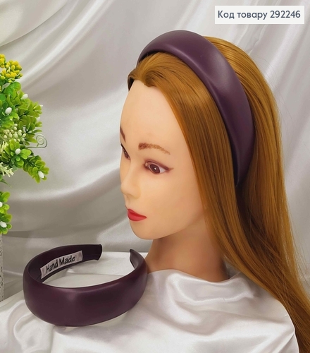 Обруч широкий 4,5см, ЭКОкожа, цвет БОРДОВЫЙ, ручная работа, Украина. 292246 фото 1