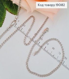 Набор родированая цепочка  (3мм, длина 50см) и браслет (19см), плетение лав , Xuping 190182 фото