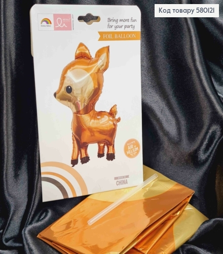 Фольгированный шарик, "Олень", Золотистого цвета, 100*50см 580121 фото 1