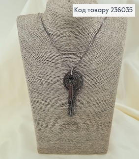 Бижутерия на шею подвеска с ключиком в камнях 74 + 7 см 236035 фото