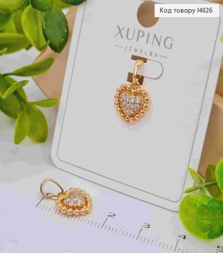 Кулон "Серце" з Блискучими камінцями, розмір 1,1см, Xuping 18K 141126 фото 1