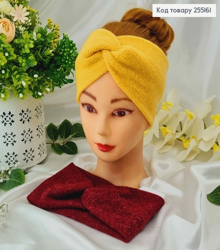 Пов'язка чалма, Ангора рубчик, Бордова/Жовта в асорт., 19,5*11см, ручна робота, Україна 275039 фото 1