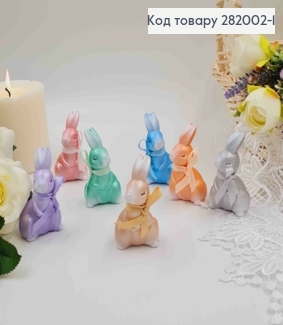 Пасхальная фигура ЗАЯЦ, с бантиком, 7,5*4см, цвета в ассорт. 282002-1 фото