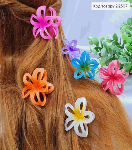 Краб пластик глянцевый "ГАВАЙСКИЙ ЦВЕТОК", 5см, Яркие цвета в ассортименте. 212307 фото 1