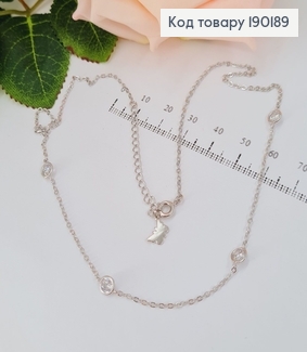 Ланцюжок с камнями-чокер с родием 41 см, удлинитель 5 см 190189 фото