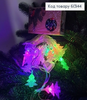 Гирлянда Елка белая проволока 4м 28 LED цветная (с удлинителем) 613144 фото