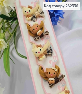 Набор резинок бежевых (20шт) КИТТИ+ БАНТИК, размер 2,5*1,5см, резинка 3см, цвета в ассорт. 262336 фото