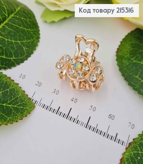 Краб металл, золотого цвета, спираль в камешках, 2,5см. 215316 фото
