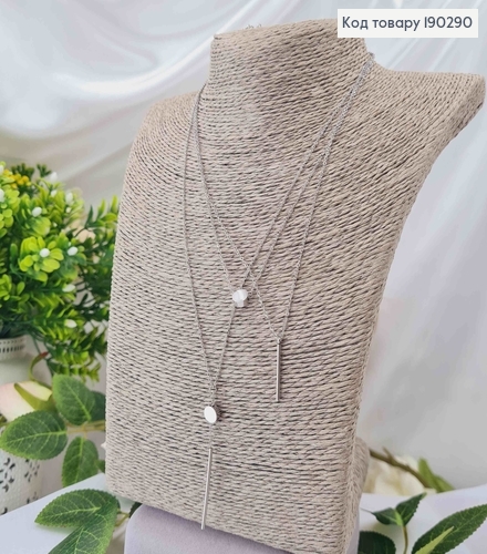 Цепочка родованная, тройная, якорное плетение, с подвесками, шир.0,1см, дл.40+5см. Xuping 190290 фото 1