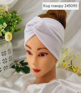 Повязка мягкий велюр, Белого цвета, 23,5*11см, ручная работа 275054 фото