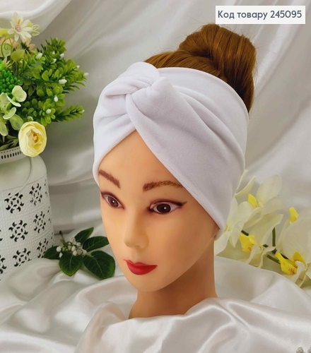 Повязка мягкий велюр, Белого цвета, 23,5*11см, ручная работа 275054 фото 1