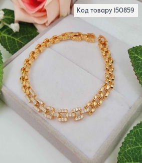 Браслет Большое якорное плетение, в камнях, 17+2 см, Xuping 18K 150859 фото