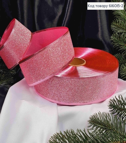 Лента Блеск РОЗОВАЯ, ширина 5см, длина 100 ярдов (90м) 616015-2 фото 1