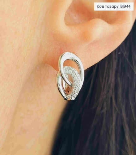 Сережки родовані "Вікторія" прикрашені Блискучими камінцям, довж. 1,4см, англійська застібка, Xuping 181944 фото 1