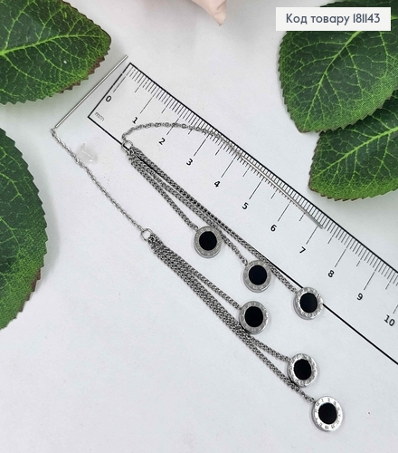 Серьги родованные, протяжки с римскими подвесками с черной эмалью, 9см, Xuping 181143 фото 1