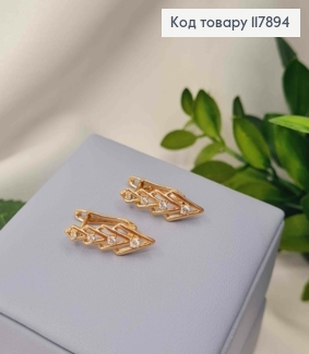 Серьги "Безупречность" украшены камешками, длина 2,1см, англ застежка, XUPING 18K 117894 фото