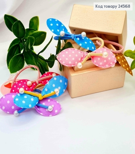 Резинка дитяча (30шт/уп), Солоха з Бусинками,  Пастельних кольорів, 3см 245168 фото 1