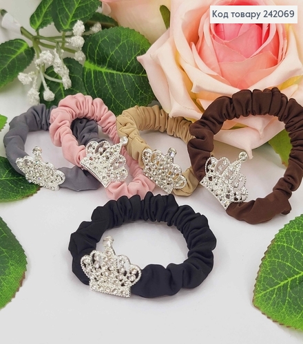 Резинка жатка з короною в камінцях, 5,5см, кольори в асорт. 242069 фото 1
