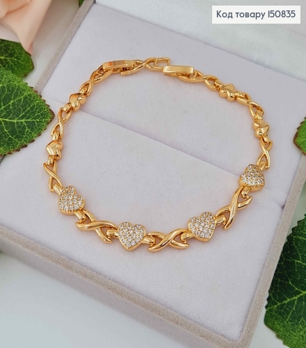 Браслет "Бесконечная любовь" с камешками, дл. 17+2см, Xuping 18K 150835 фото 1