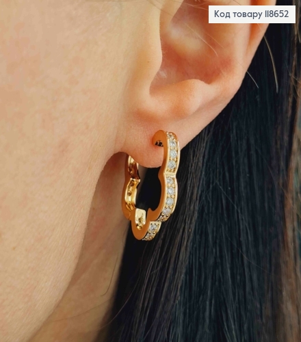 Сережки кільця "Хмаринка" з Блискучими камінцями,  2,1см,  Xuping 18К 118652 фото 2