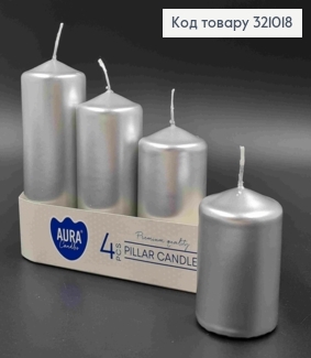 Набір свічок циліндр СРІБНИХ, BISPOL(ростовка) 4 шт (33, 22, 16, 11 годин) 321018 фото