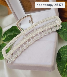 Краб металл, серебряного цвета, банан в камнях и жемчужинах, 11см. 215478 фото