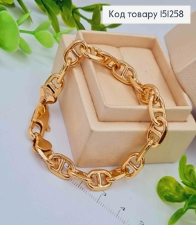 Браслет ЯКІРНЕ плетіння з Овальних ланок з перетинками, довж 19см, Xuping 18К 151258 фото