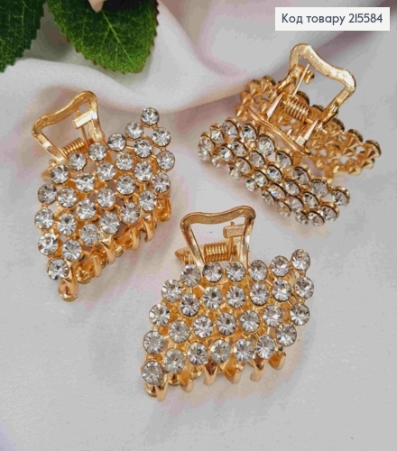 Краб металл "Фигурный", 3см в камешках, золотого цвета 215584 фото 1