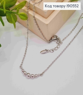 Ланцюжок родований ЯКІРНЕ плетіння з підвіскою Бусини різного розміру, довжина 42+3см, Xuping 190552 фото