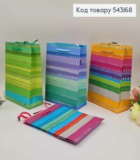 Пакет бумажный, голографический "Цветной полосатый", в ассорт. 18*23*8см 543168 фото