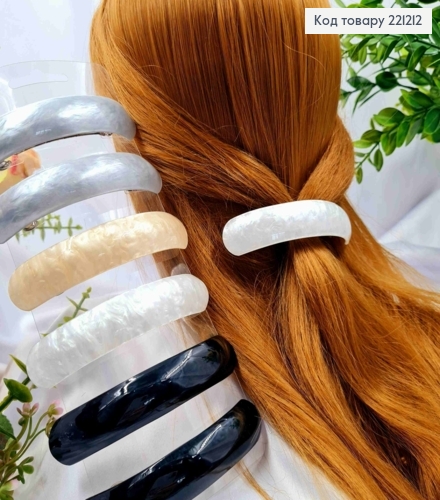 Заколка автомат, Перламутровый прямоугольный пластик, 10*2см, цвета в ассортименте. 221212 фото 1