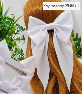 Бант БЕЛОГО цвета, на заколке 7,5см, стрейч котон, размер 14,5*21см, Украина. 254164-1 фото