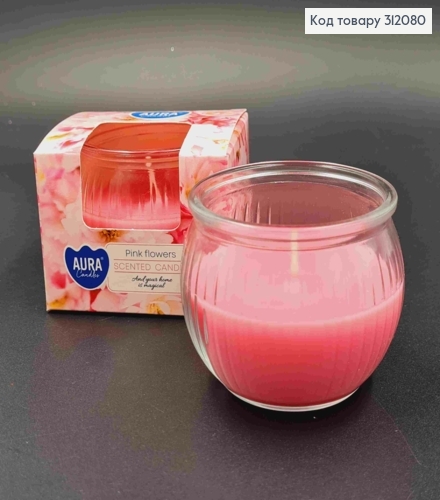 Арома свеча стакан AURA "Pink flowers", 80 г/18 часов, sn69-367 312080 фото 1