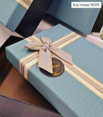 Набор коробок(3шт) Прямоугольные с синей крышкой + бант с люрексом (33х24х11см, 28х20х9см, 24х16х6см) 512253 фото 2