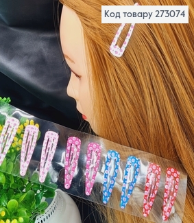 Заколка тік-так кольоровий полуничка 5 см 10 шт/уп. 273074 фото