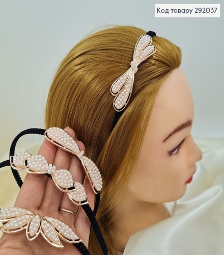 Обруч металл черный Велюр с брошью бант 292037 фото 1