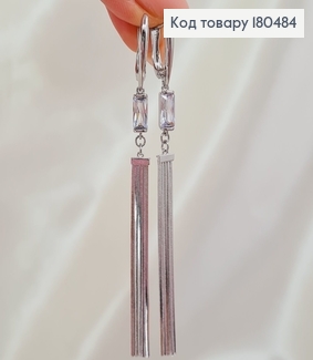 Серьги подвески с камнем родованные Xuping 180484 фото