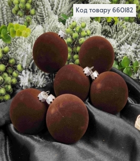 Набор шаров(6шт), 60 мм "БАРХАТ", ШОКОЛАДНЫЙ цвет,новогодние украшения, пластик, Украина 660182 фото