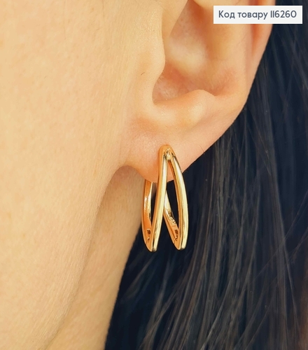 Серьги стрелы, двойные, 2см, англ. застежка, Xuping18К 116260 фото 2