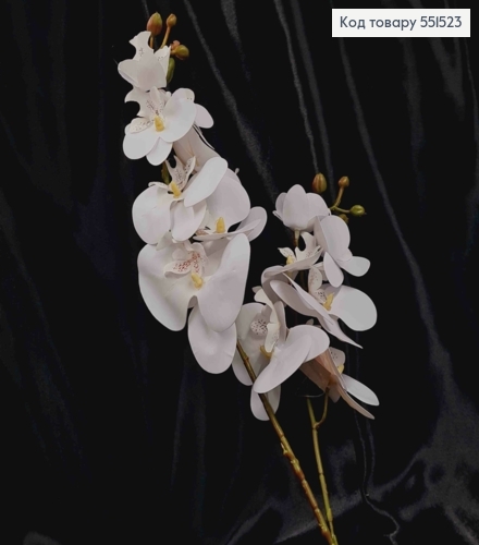 Штучна композиція Орхідея, БІЛОГО кольору , 2 гілочки на металевому стержні, 59см 551523 фото 2